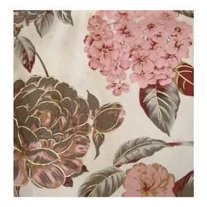 Cortina de veludo estampada com flores, material de cortina de veludo personalizado com estampa de flores, tecido de estofados