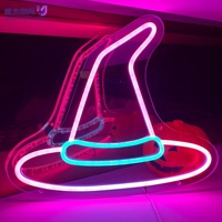 Insegna LED Neon Personalizzata a Forma di Cappello da Strega di Halloween, Luce Impermeabile in Vendita Diretta per Camera da Letto, Bar, Festa di Halloween e Decorazioni per la Casa