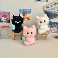 Porte-clés pendentif en peluche chat poisson mignon, jouet animal chaton en peluche super doux de dessin animé, breloque de sac, accessoires anti-stress en maille