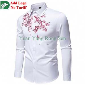 奢华长袖闪亮亮片男士衬衫 男士定制派对舞会印花正装衬衫 - Product Image 3