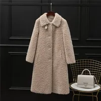 Abrigo de Piel de Oveja para Mujer, Invierno 2026, Largo Medio, Piel de Lana Genuina, JT653