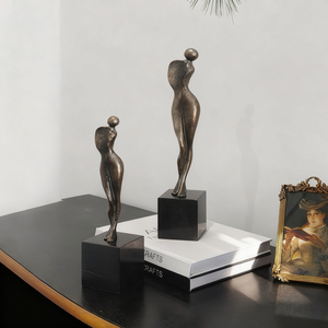 Escultura de <span class=keywords><strong>Chica</strong></span> Hecha a Mano en Aluminio con Diseño Geométrico Art Deco Vintage, Decoración para el Hogar, Sala de Estar, Dormitorio, Estudio - Product Image 4