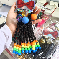 Fujia Tresses Torsadées pour Enfants, Queue de Cheval Synthétique Brillante Laser Scintillante avec Perles pour Petites Filles