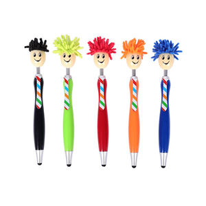 MEGA Personalizado Cara Humana <span class=keywords><strong>Hombre</strong></span> Regalos Cabeza de Muñeca de Dibujos Animados Stylus Bolígrafo Cabeza Peluda MopTopper Spinner Bolígrafo - Product Image 1