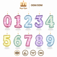Bougies d'anniversaire de luxe avec chiffres 0-9 en sequins roses, finition scintillante de haute qualité, décorations de gâteau pour toutes les occasions