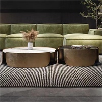 Ensemble de table basse moderne en acier inoxydable Shanghai Muchun, 3 pièces, plateau rond en marbre doré