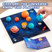 Puzzle planétaires du système solaire en bois Montessori 3D – Jeu d'association sphérique pour l'astronomie et la science – Kit éducatif pour tout-petits