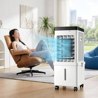 Refroidisseur d'air évaporatif mobile à eau, alimenté par courant alternatif, avec verrouillage enfant, filtre anti-poussière, roues universelles, réservoir amovible pour camping-car, maison, bureau