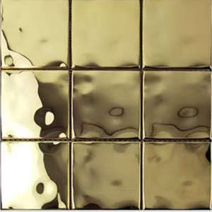 201 304 vàng mảnh màu xanh đồng nước gợn gương 300*300mm hạt lớn nền khảm kim loại - Product Image 6