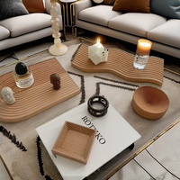 Plateau de service en bois écologique, plateau de table basse, plat de présentation ondulé pour bijoux, décoration intérieure
