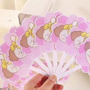 Cartoon Anime Folding Fan with Round Flower and Animal <b>Pattern</b> Home Decoration Folding Fan with Bag - Product Image 5