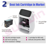 Robot de Escritorio 2 en 1 para Pintar Uñas Máquina de Impresión de Arte de Uñas de 1200DPI con Lámpara LED UV para Impresión de Arte de Uñas DIY