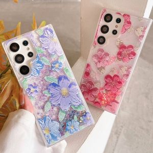 Funda Luminosa para Teléfono Móvil con Diseño de Flores en Pintura al Óleo y Efecto de Arena Movediza para Samsung S24 S23 Ultra S22 S21 Note20 A13 <span class=keywords><strong>A32</strong></span> A50 <span class=keywords><strong>A51</strong></span> - Product Image 2