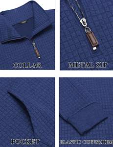 Sudadera con estampado de gofres bordado personalizado para hombre, sudadera con media cremallera, sudadera informal con capucha y bolsillo, conjunto de manga larga - Product Image 3