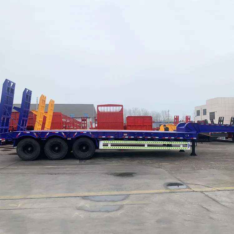 Vendita calda Lowbed Axl Trailer 3 Rame Lowb Trailer Gooseneck escavatore caricatore trasporto 50 tonnellate Low Boy Frame Low Bed Semi Trailer