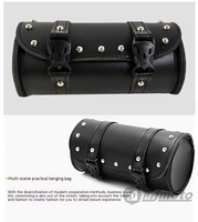 MJMOTO Sac à outils miniature en cuir noir rétro pour moto, sac à suspendre imperméable pour moto, sacoche de selle résistante à l'usure, grande capacité