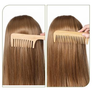 Peigne démêlant antistatique portable en bambou naturel à dents larges, personnalisé avec votre marque, idéal pour cheveux bouclés/ondulés/secs - Product Image 4