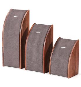 Accessoires d'affichage de fenêtre de bonne qualité support pendentif incurvé collier en noyer trois ensembles présentoir - Product Image 3