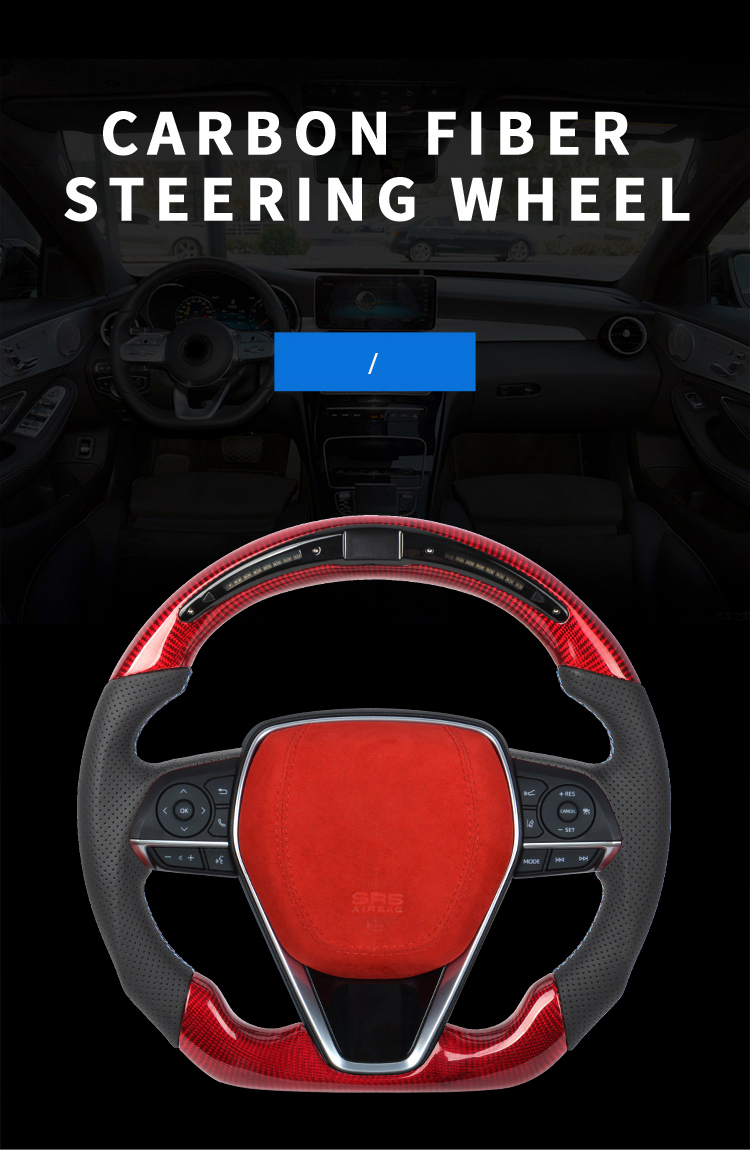 Fit for Toyota Camr-y Granvi-a86 Crow-n Fortune Tacoma Custom Alcanta-r led carbon fiber led steering wheel convertible