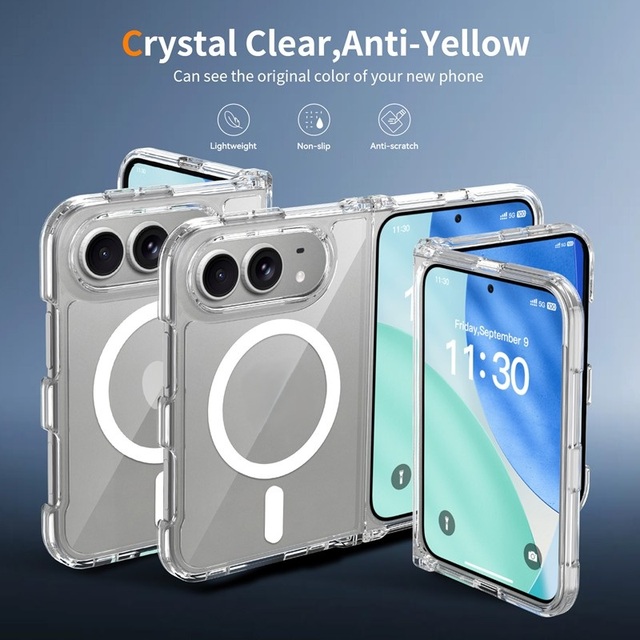 Clear Hard PC Magnetic Fold Phone Case Built in Strong Magnet Adsorption Ultra Slim Light Shockproof Shell for iPhone 18 Fold