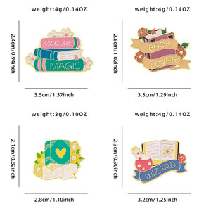 Pins en émail souple personnalisés imprimés UV, directement de l'usine, pour les amateurs de livres - Badges sur le thème de la lecture et de la magie, ODM OEM - Product Image 2