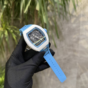 Montre mécanique automatique de haute qualité pour homme, mouvement à visibilité directe, bracelet en caoutchouc bleu - Product Image 2