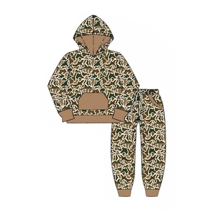 Tenues d'automne pour enfants, ensemble pantalon de jogging à manches longues et poches imprimé camouflage pour bébés garçons - Product Image 3