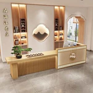 Nuevo estilo chino <span class=keywords><strong>original</strong></span> color madera cajero <span class=keywords><strong>escritorio</strong></span> mesa de té Arte Centro de Salud recepción bar salón de belleza recepción - Product Image 1