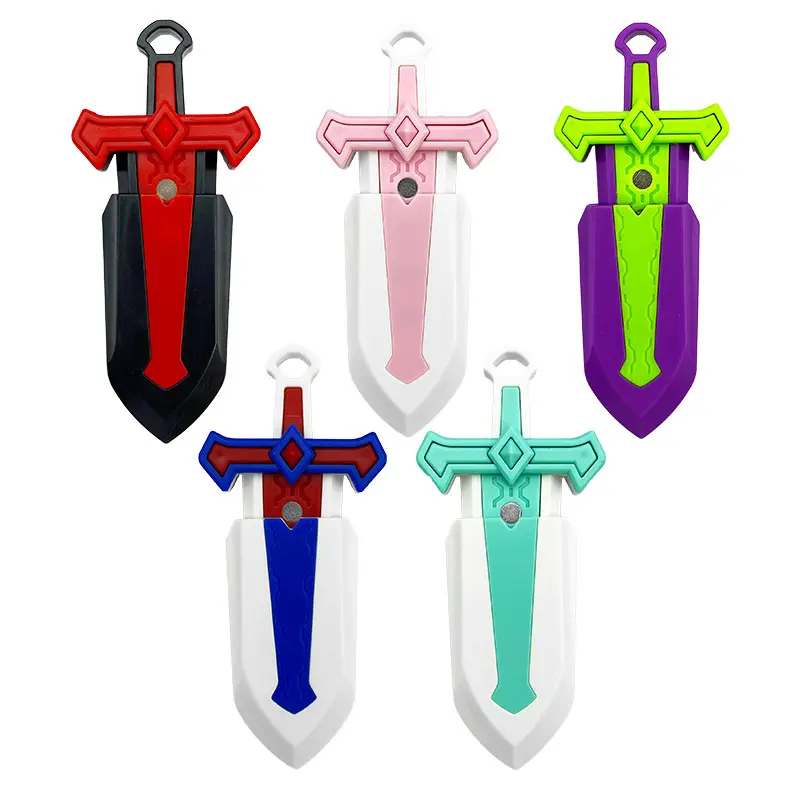 Cute 3D Printing Gravity Radish Knife Ejection Toy Swords with Magnetic Absorption Big Treasure Plastic Sword Toy for Kids