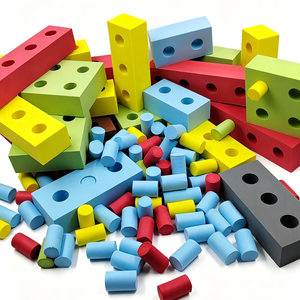 Blocs de construction en mousse non toxiques de grande taille avec emplacements pour les blocs, jouet éducatif préscolaire pour jeu de construction en groupe - Product Image 1