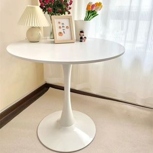 Nordic Style <b>Small</b> Round Table 80cm White Wooden Top Living Room Coffee Tea Shop Reception <b>Desk</b> Outdoor Table - Product Image 2
