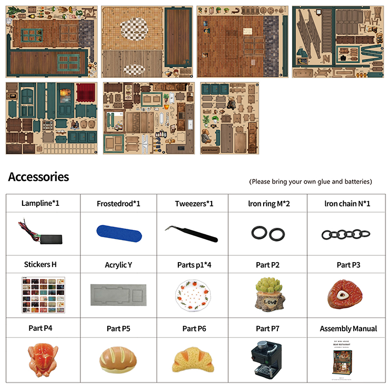 Bear Restaurant DIY Miniature House & Book Nook Kit