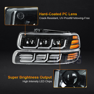 Conjunto de Faros Delanteros LED OVOVS con Luces de Circulación Diurna y Señales de Giro para Chevy Silverado, Suburban 1500/2500 Tahoe 1999-2006 - Product Image 6