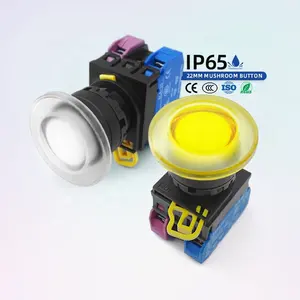 BENLEE Botões de interruptor momentâneos de luxo mecânicos industriais liga-desliga LED Luz cogumelo Botões de pressão de plástico à prova d'água