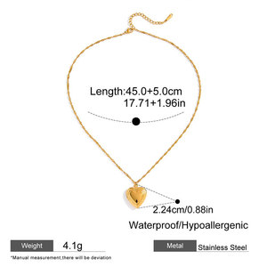 Custom wholesale 316L Stainless Steel 14k 18k Gold Plated Heart Picture Photo Pendant <b>Locket</b> Necklace for Women Men - Product Image 6