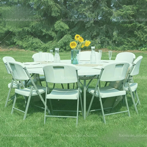 Table ronde pliante en plastique blanc <span class=keywords><strong>disponible</strong></span> pour les événements extérieurs, les mariages décontractés, les banquets et les fêtes - Product Image 6