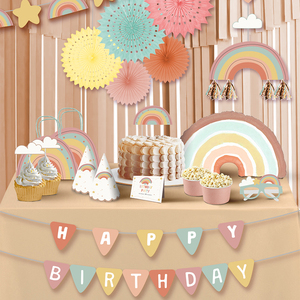 Xieli Boho Kit pesta ulang tahun, Set dekorasi pesta ulang tahun tema pelangi - Product Image 1