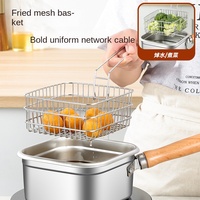 Friteuse carrée en acier inoxydable de style japonais Cuiseur à tempura portable Usage domestique Cuisson extérieure Pot à lait Boîtes à lunch pour nouilles