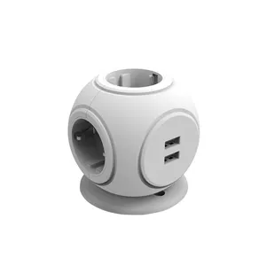 Nouvelle Arrivée Cube Taille Plug Power 3 AC Socket Puissance Nominale 16A + 2 USB 2.4A L'UE Version avec AC Cordon 1.5M