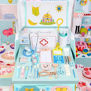 Haute qualité 42 pièces en bois fil de coton dentiste ensemble d'outils Simulation éducative <span class=keywords><strong>pour</strong></span> enfants docteur jeu de rôle jouet noël - Product Image 2