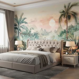 <span class=keywords><strong>Papier</strong></span> <span class=keywords><strong>peint</strong></span> mural en vinyle à coller et à décoller, paysage tropical naturel, montagne, <span class=keywords><strong>jungle</strong></span>, lac, oiseaux, rétro, forêt tropicale, paysage tropical - Product Image 2