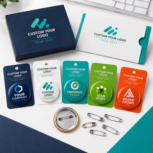 Badges bouton en métal personnalisés avec logo, épingles promotionnelles rondes avec attache de sécurité, impression UV, émail dur, design moderne - Product Image 3