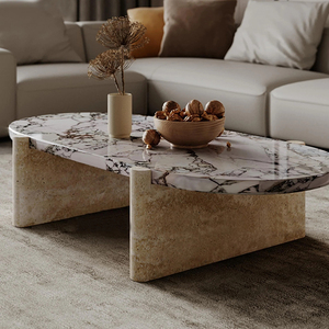 Đá Cẩm Thạch hàng đầu màu be travertine cơ sở Bàn cà phê với dịch vụ tùy chỉnh - Product Image 3