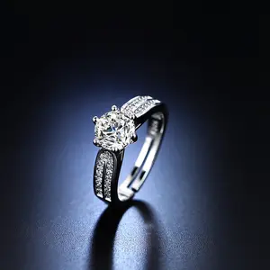 GT Jewelry Round Brilliant Cubic Zirconia CZ Sterling 925 Silver Plated Ring Women Engagement Wedding Rings