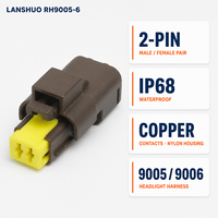 Connecteur automobile mâle/femelle Reelhon RH9005-6 à 2 broches, étanche IP68, 60V 220A, contact en cuivre, boîtier en nylon, pour phares 9005/9006