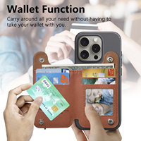 Portefeuille adhésif avec fermeture éclair, ceinture télescopique, bouton-pression, blocage RFID et dos magnétique pour iPhone 17 Pro, 16e, 16 Pro Max