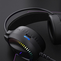 Casque de jeu filaire noir de haute qualité avec éclairage RGB, son 7.1, USB, étanche IPX6, chargement Micro USB, 50 mm