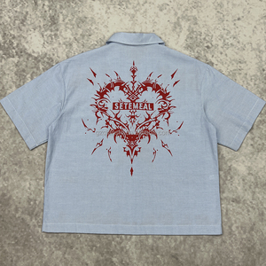 Polo surdimensionné à imprimé graphique personnalisé, T-shirt de créateur, fabricant de t-shirts, chemises polo rayées boutonnées pour hommes - Product Image 3