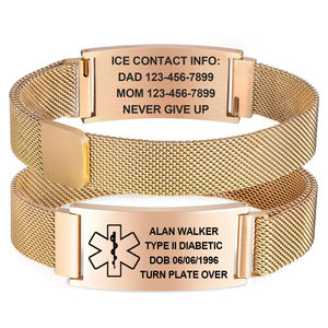 Custom Non Tarnish 316L Stainless Steel 18k Gold Plated Fashion Bracelets & <b>Bangles</b> Medical Id Magnetic Bracelet <b>for</b> Women <b>Men</b> - Product Image 3