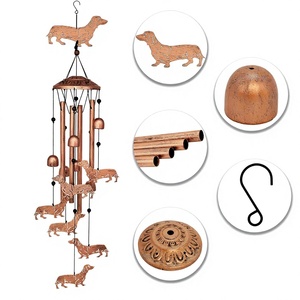 Campana de Viento Musical de Hierro Forjado Estilo <span class=keywords><strong>Americano</strong></span> con Diseño de Dachshund, 34 Pulgadas, Hecha a Mano, Regalo para el Día de la Madre, Decoración para Hogar, Jardín y Patio - Product Image 1